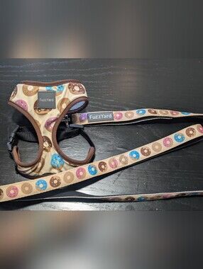 FuzzYard Donut Print Dog Harness & Leash Set